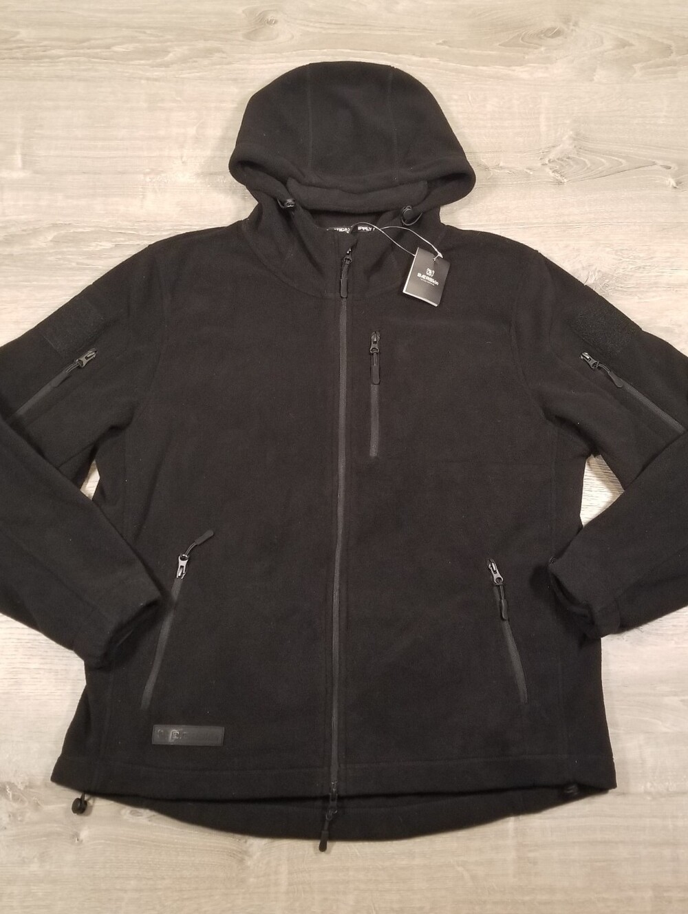 NWT Baerskin Tactical Fleece Hoodie Mens XL Black Full Zip Jacket Multi-Pocket